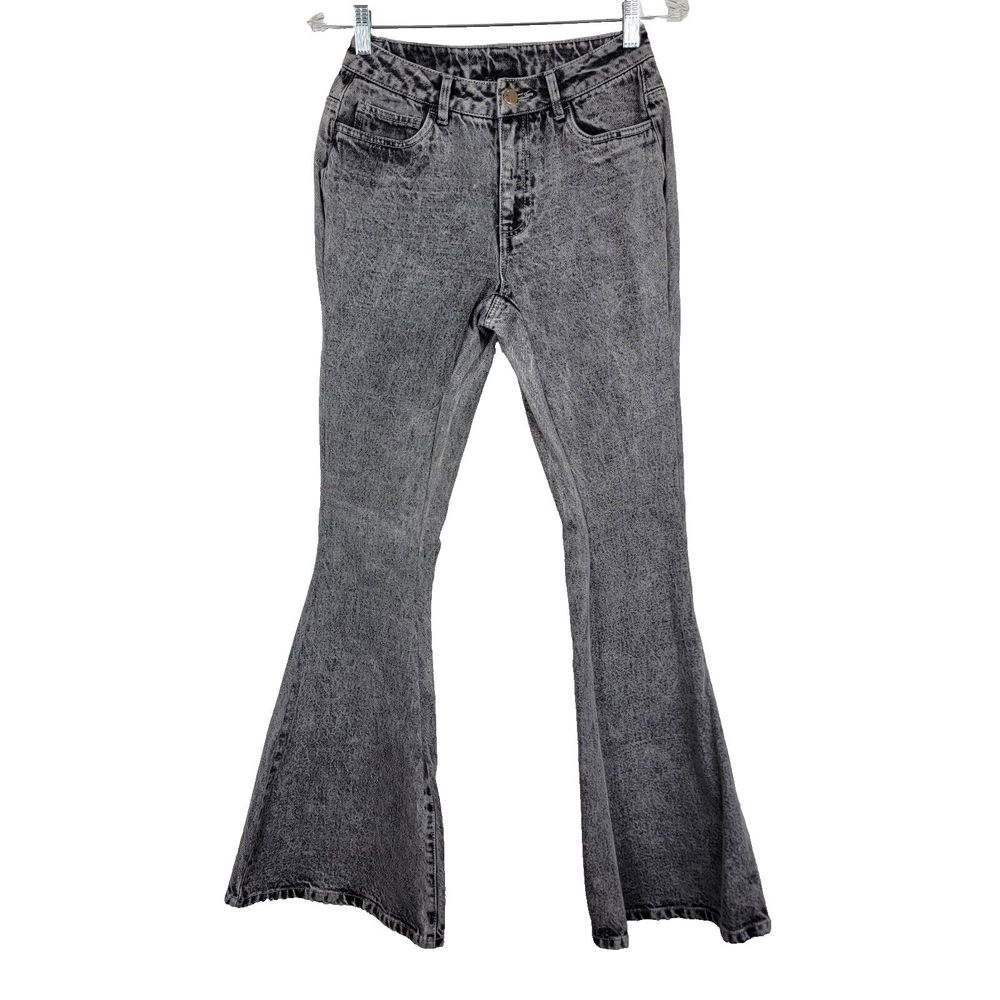 Venus Size 2 Flare Jeans Black Gray Wash Bell Bottoms